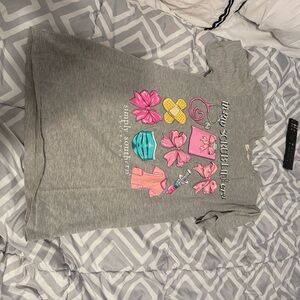 Simply Southern Heather Gray Tee with Pink and Yellow Graphics
